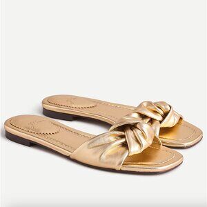 J. Crew Knotted Sandals in Metallic Leather
